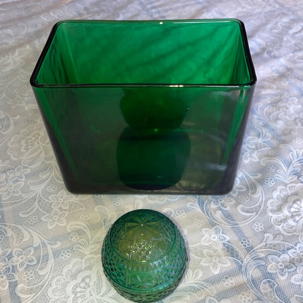 NAPCO rectangular vase, MCM forest green, AVON egg w/old sachet,  $19